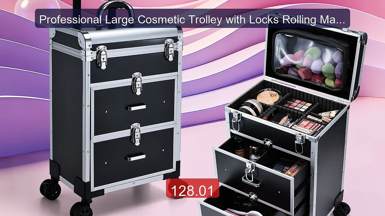 Professional Large Cosmetic Trolley with Locks Rolling Makeup ... -- Best Buy 2026 | Great Quality!