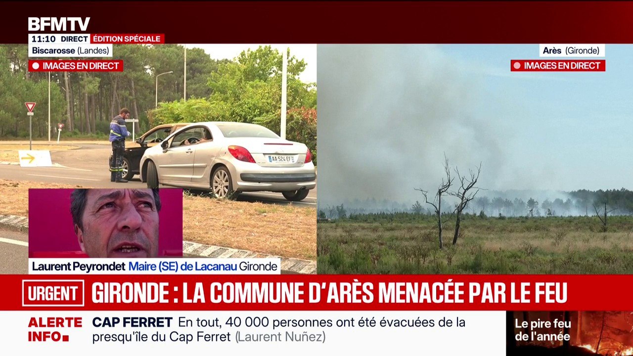 Incendie en Gironde: "On ne peut que s'inquiéter", constate Laurent Peyrondet, maire (SE) de Lacanau