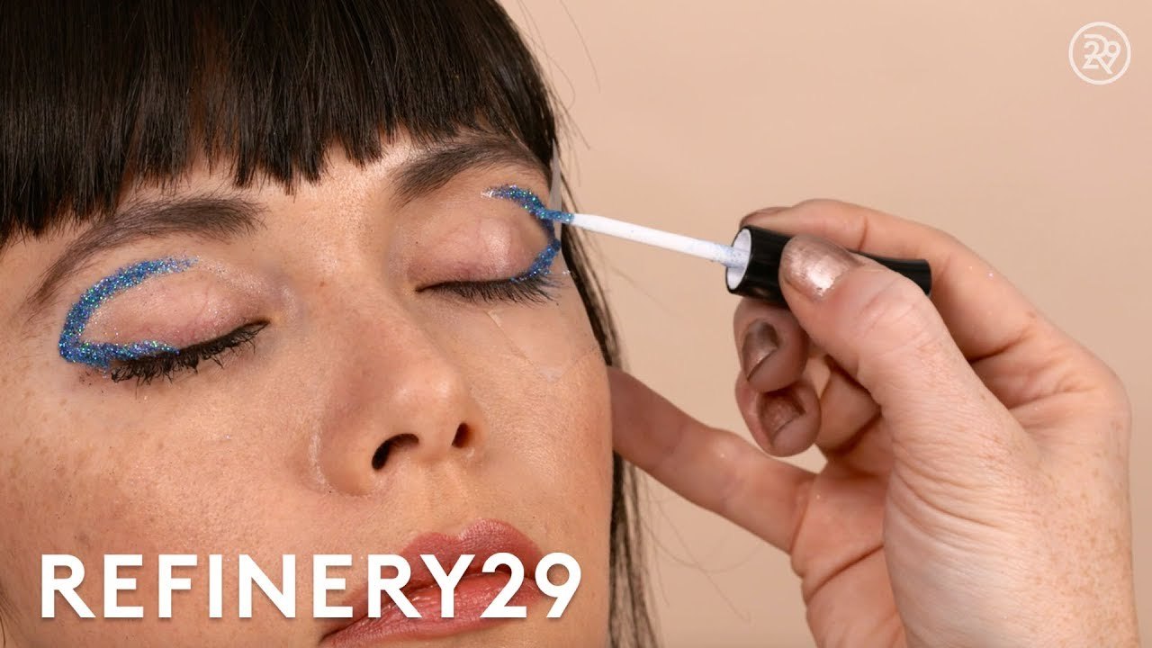 Sparkly Blue Graphic Eyeliner Tutorial | Short Cuts | Refinery29