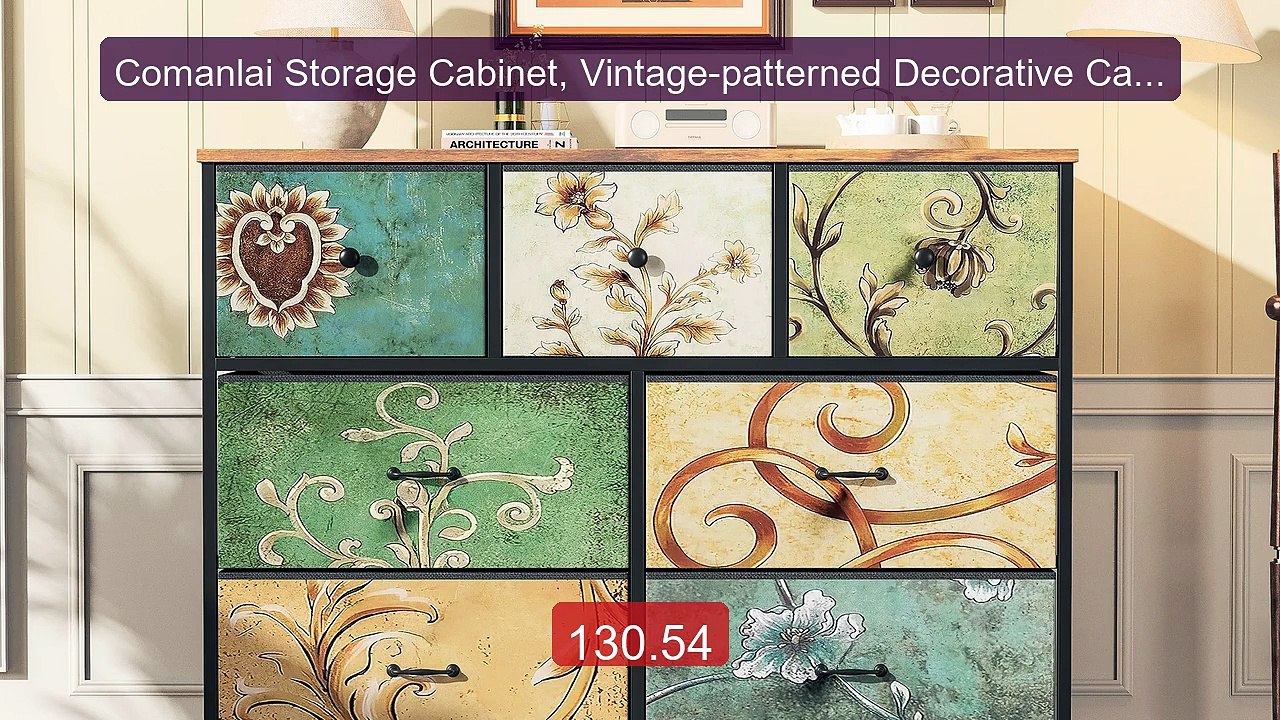 Comanlai Storage Cabinet, Vintage-patterned Decorative Cabine... -- Amazing Value 2026 | Must Have!