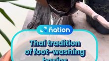 Thai tradition of foot-washing basins