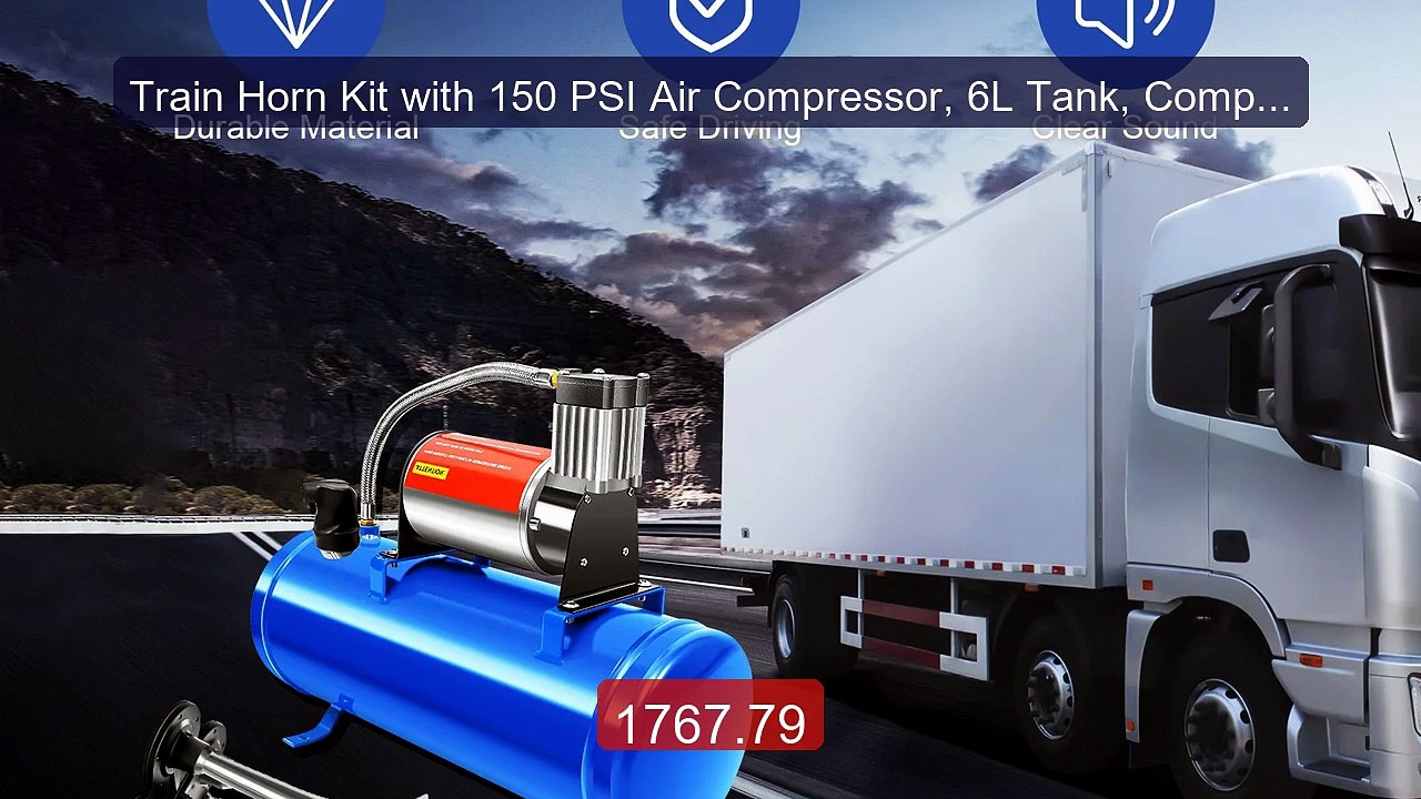 Train Horn Kit with 150 PSI Air Compressor, 6L...