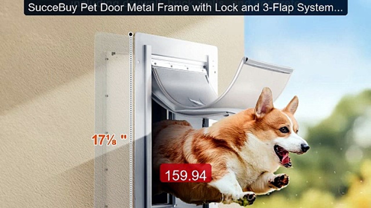SucceBuy Pet Door Metal Frame with Lock and 3-Flap System Weatherp... -- Best Deal 2026 | Shop Now!