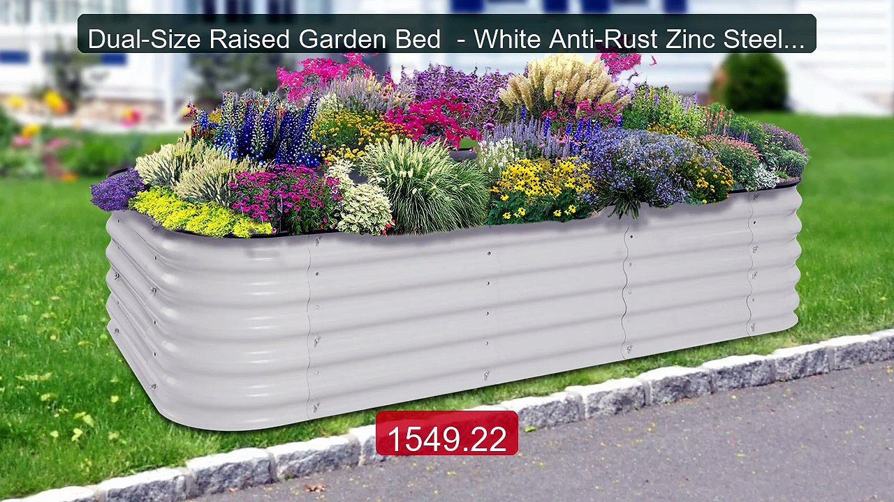 Dual-Size Raised Garden Bed  - White Anti-Rust Zinc Steel Planter ... -- Best Deal 2026 | Shop Now!