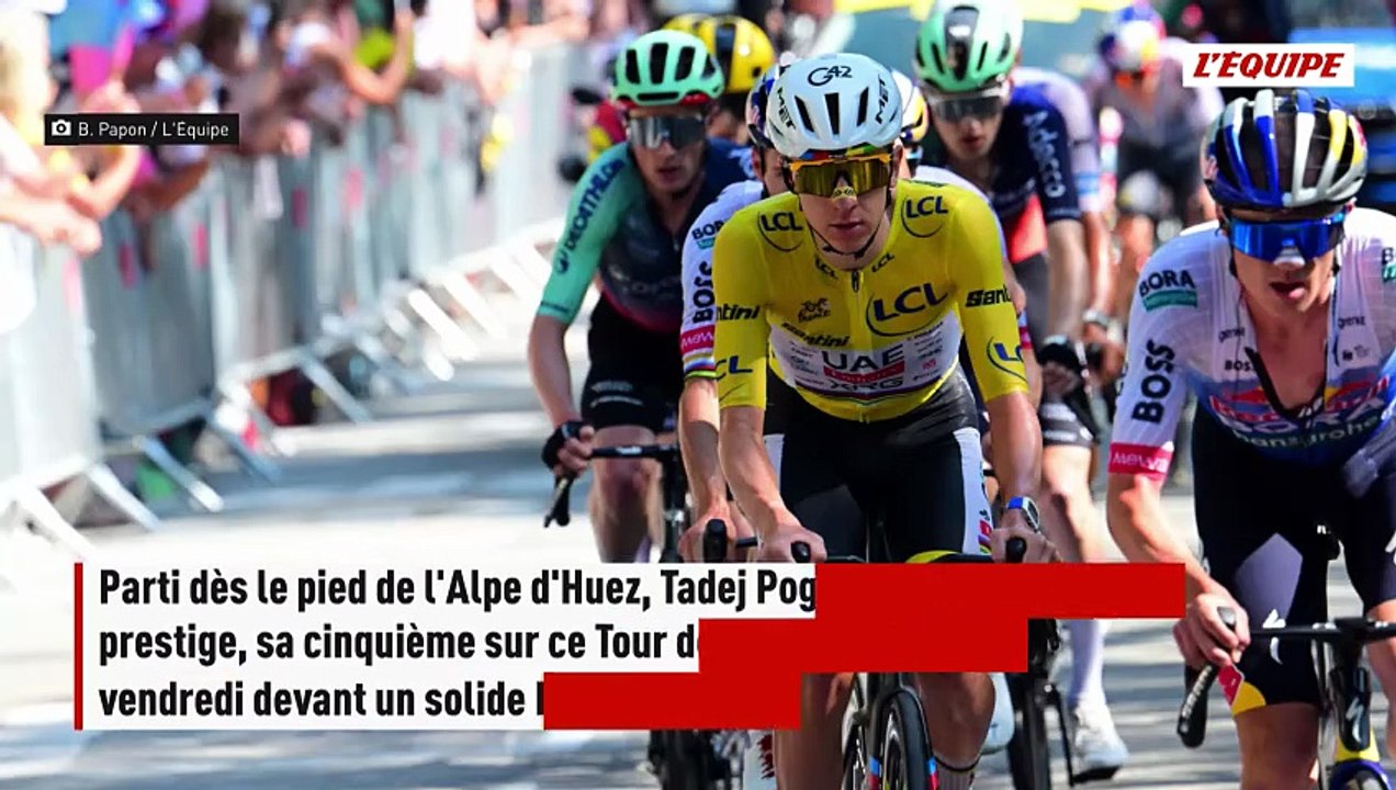 Et de cinq pour Tadej Pogacar, imprenable à l'Alpe d'Huez devant Lenny Martinez - Tour de France