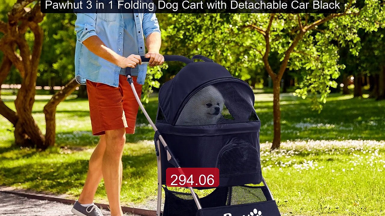 Pawhut 3 in 1 Folding Dog Cart with Detachable Car Black -- Top Pick 2026 | Unbeatable Price!