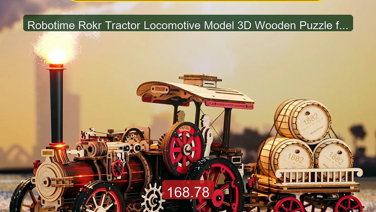 Robotime Rokr Tractor Locomotive Model 3D Woode...