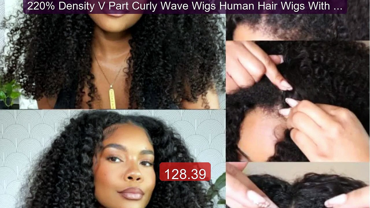 220% Density V Part Curly Wave Wigs Human Hair Wigs With Clip... -- Amazing Value 2026 | Must Have!
