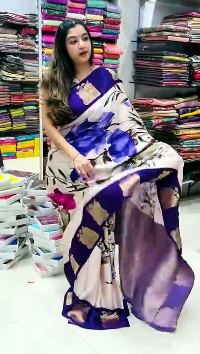 Buy Online SPeacock Print Crape Hit Combination Saree India at Rajsilkvilla