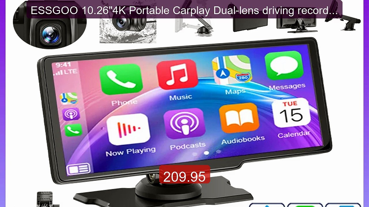 ESSGOO 10.26"4K Portable Carplay Dual-lens driving recorder r... -- Amazing Value 2026 | Must Have!