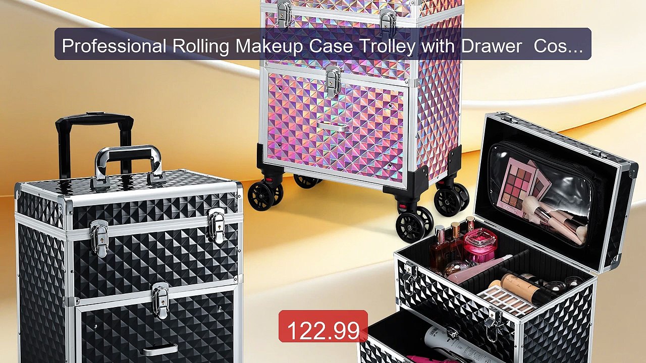 Professional Rolling Makeup Case Trolley with Drawer  Cosmetic... -- Best Buy 2026 | Great Quality!