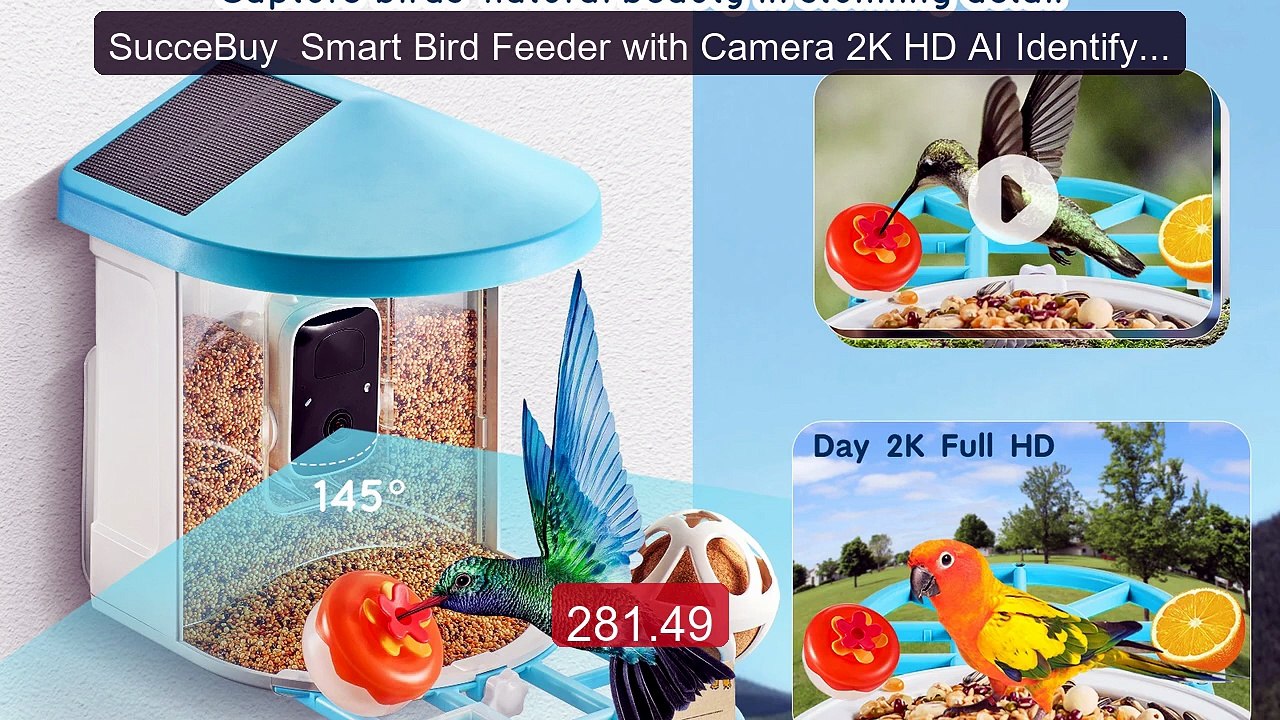 SucceBuy  Smart Bird Feeder with Camera 2K HD AI Identify 1... -- Top Pick 2026 | Unbeatable Price!