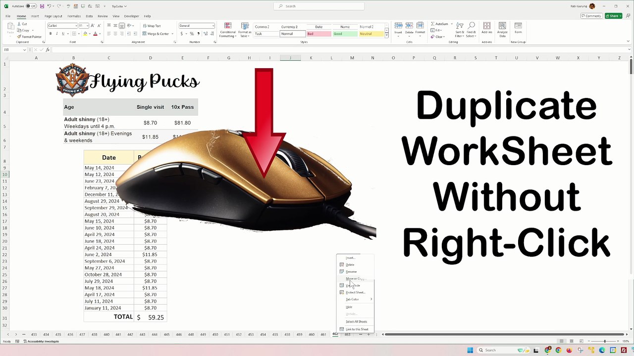 Duplicate a sheet in Excel without right clicking - Excel Tips and Tricks