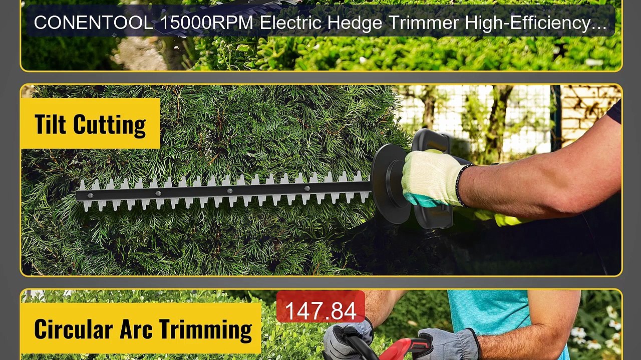 CONENTOOL 15000RPM Electric Hedge Trimmer High-Efficiency 22-inch C... -- Top Rated 2026 | Buy Now!