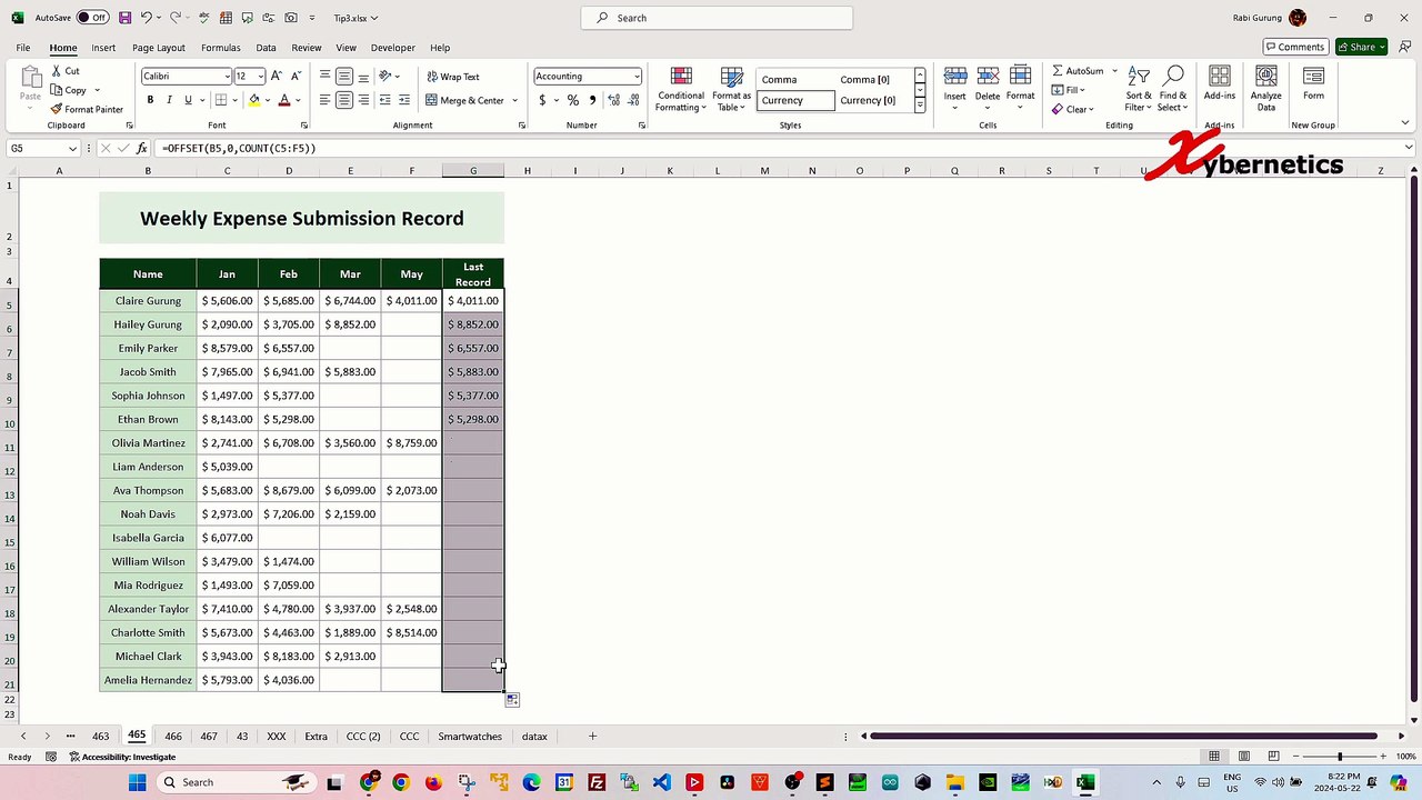 Get last value in a row with gaps in Excel - Excel Tips and Tricks