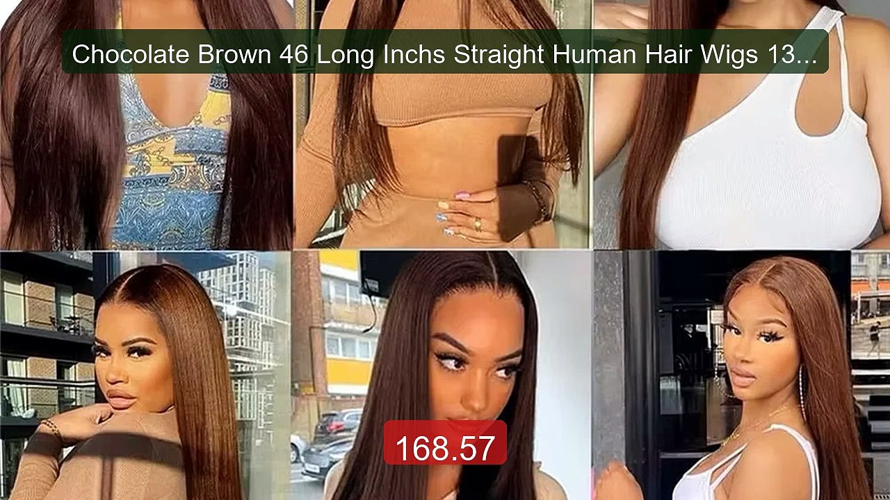 Chocolate Brown 46 Long Inchs Straight Human Hair Wigs 13x6... -- Top Pick 2026 | Unbeatable Price!