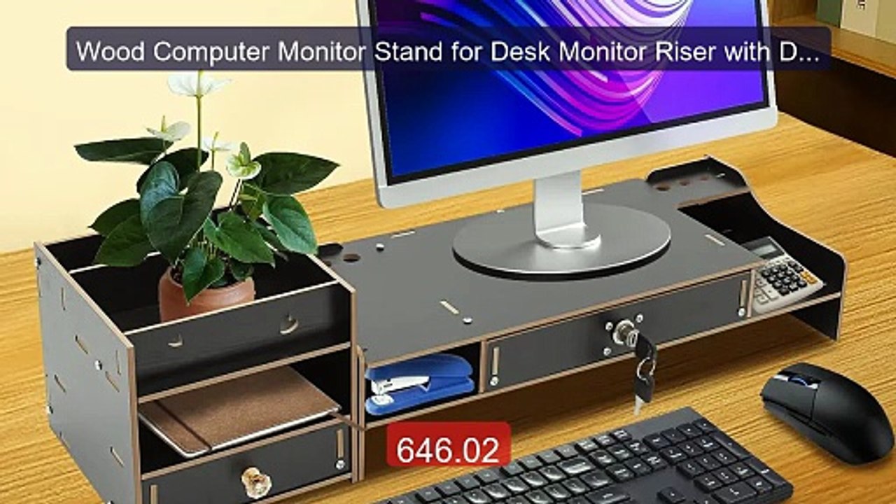 Wood Computer Monitor Stand for Desk Monitor Riser with Drawe... -- Amazing Value 2026 | Must Have!