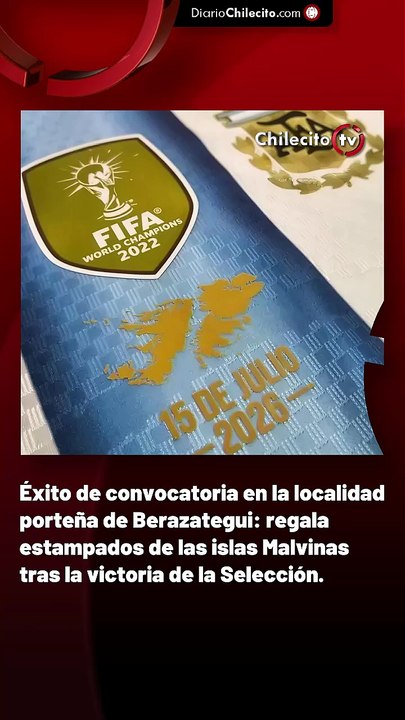 Éxito de convocatoria en la localidad porteña de Berazategui: regala estampados de las islas Malvinas tras la victoria de la Selección.