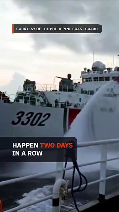 China uses water cannons on Philippine ships 2 days in a row