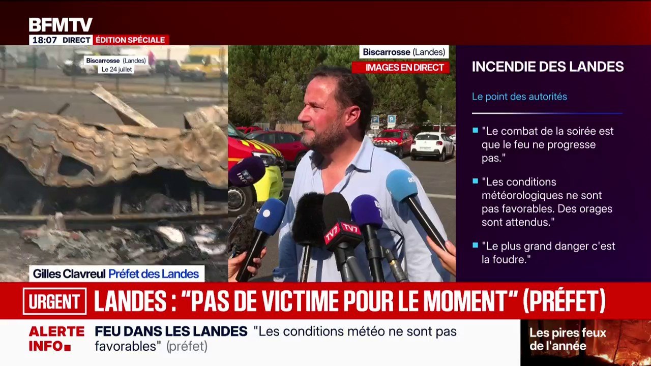 Incendie dans les Landes: "Il n'y a pas eu de victimes dans la population civile", se réjouit Gilles Clavreul, préfet des Landes