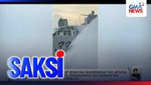 Mga barko ng PCG at BFAR na magbibigay ng ayuda sa mga mangingisda, binugahan na naman ng tubig sa Bajo de Masinloc | Saksi
