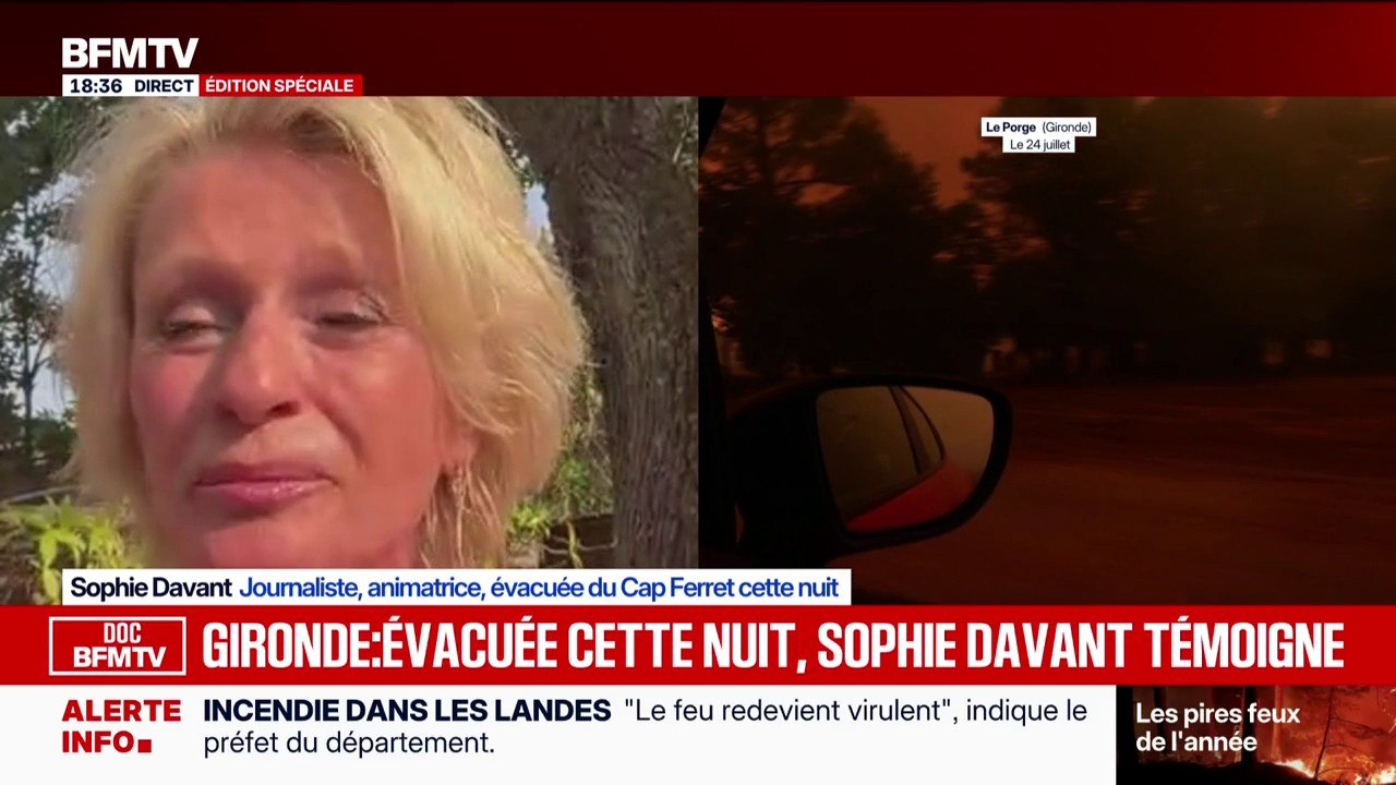 Incendie en Gironde: l'animatrice Sophie Davant raconte son évacuation en urgence du Cap Ferret cette nuit