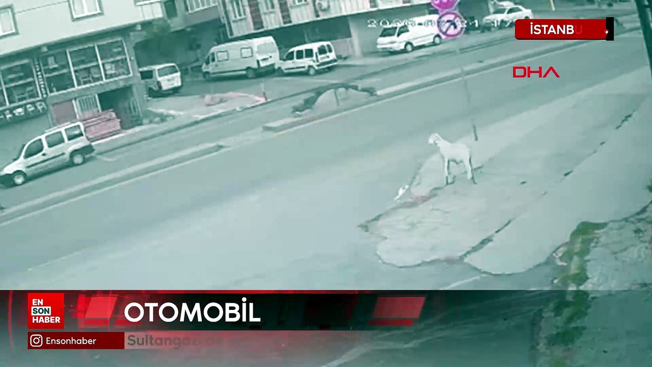 İstanbul'da orta refüje çarpan otomobil devrildi
