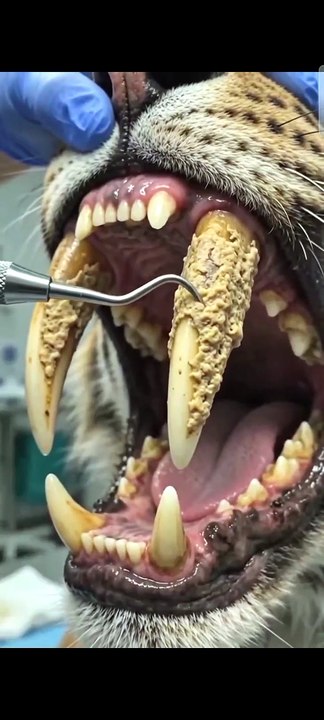(Veterinary): Scraping Heavy Tartar Off Tiger Teeth! 😱✨
