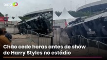 Chão cede e caminhão da Tropa de Choque afunda próximo ao estádio antes de show de Harry Styles