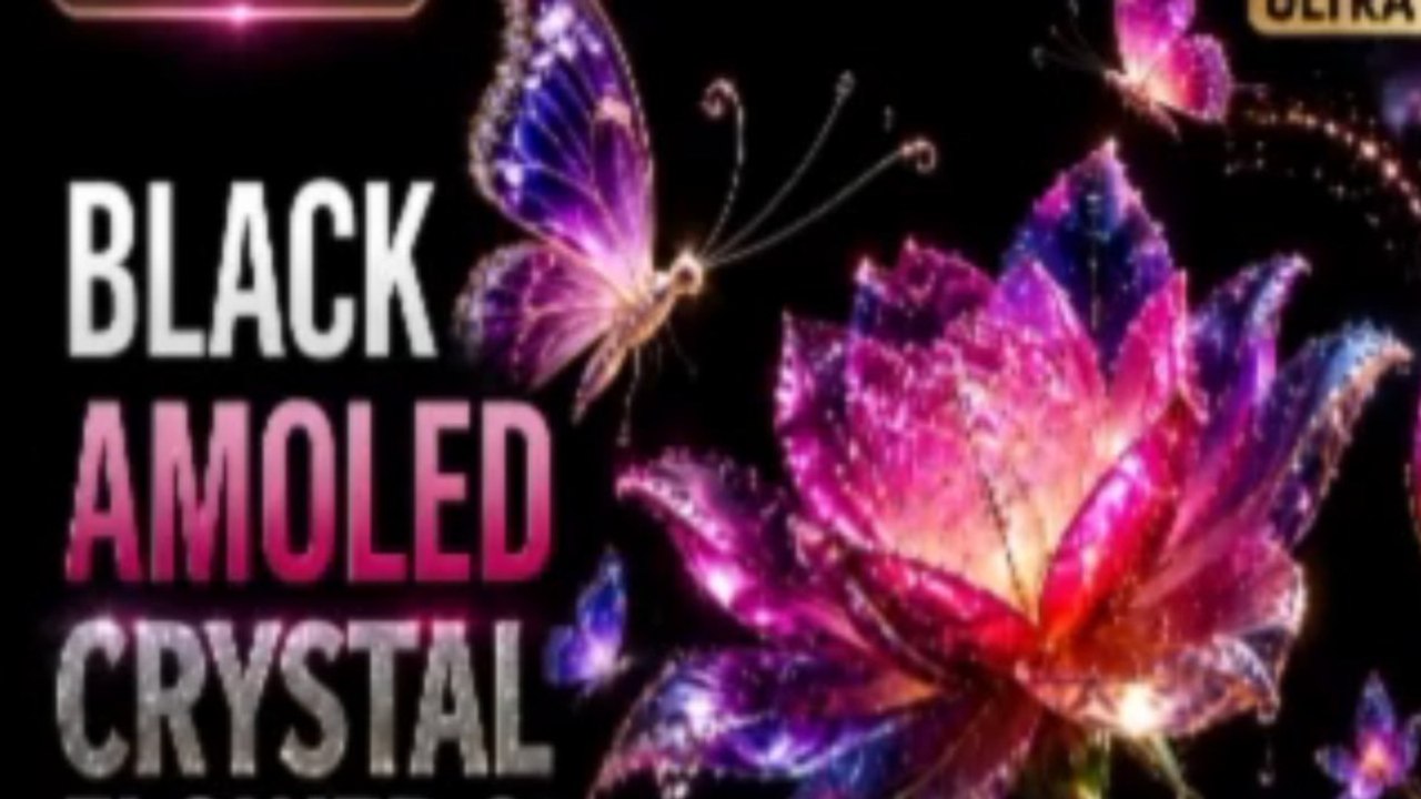 Black AMOLED Crystal Flower Butterfly 30Min | 4K Ultra UHD Nature Sounds for Sleep, Relaxation & Meditation