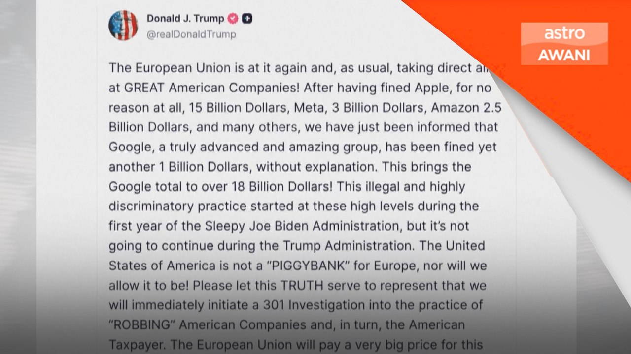 Trump kecam denda AS$1 bilion terhadap Google, ancam lancar siasatan