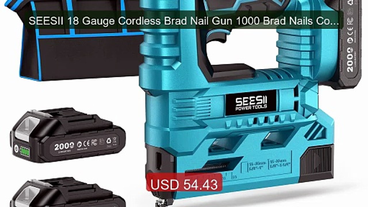 SEESII 18 Gauge Cordless Brad Nail Gun 1000 Brad Nails Cordles... -- Best Buy 2026 | Great Quality!