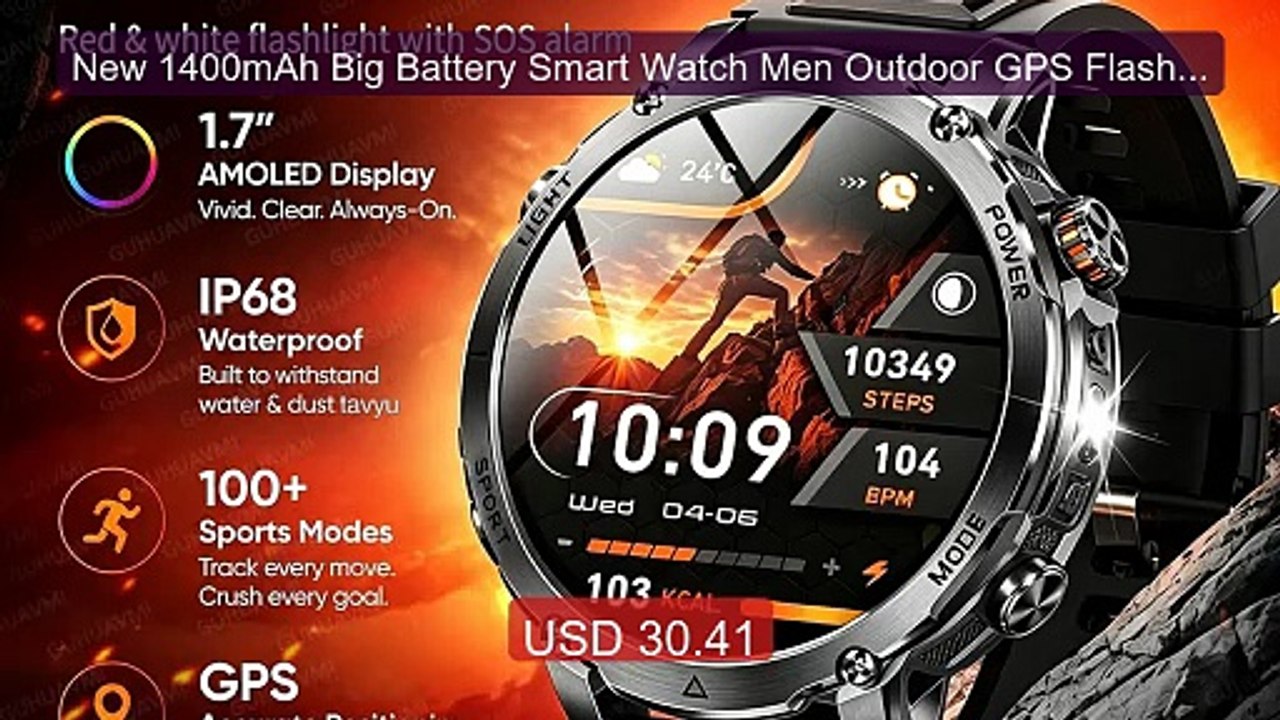 New 1400mAh Big Battery Smart Watch Men Outdoor GPS Flashligh... -- Amazing Value 2026 | Must Have!