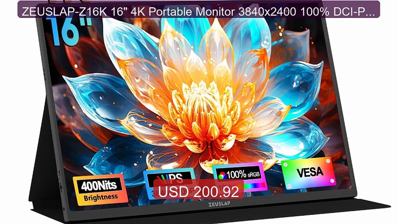 ZEUSLAP-Z16K 16" 4K Portable Monitor 3840x2400 100% DCI-P3 ... -- Top Pick 2026 | Unbeatable Price!