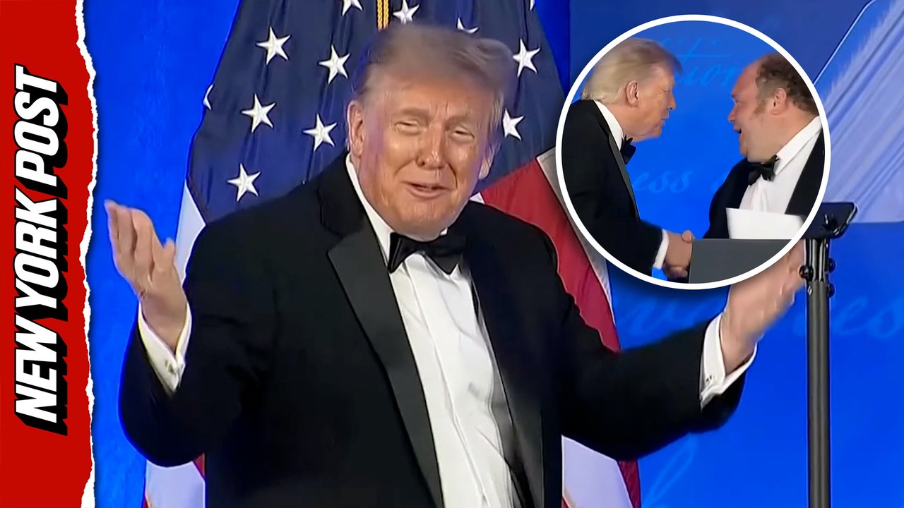 Trump gives priceless reaction when shaking hands with newly-awarded WSJ reporters for Epstein coverage he sued over