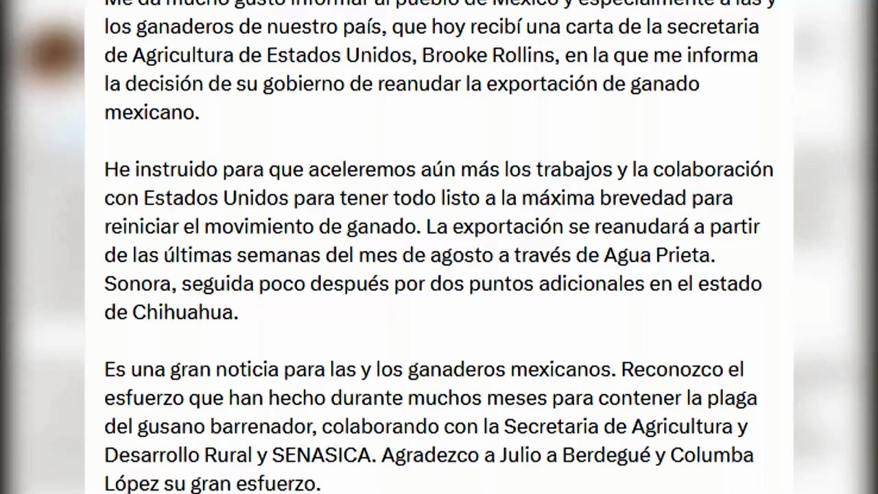 Golpe de suerte para los ganaderos | Estados Unidos levanta el veto al ganado mexicano y anuncia cuándo abrirá la frontera