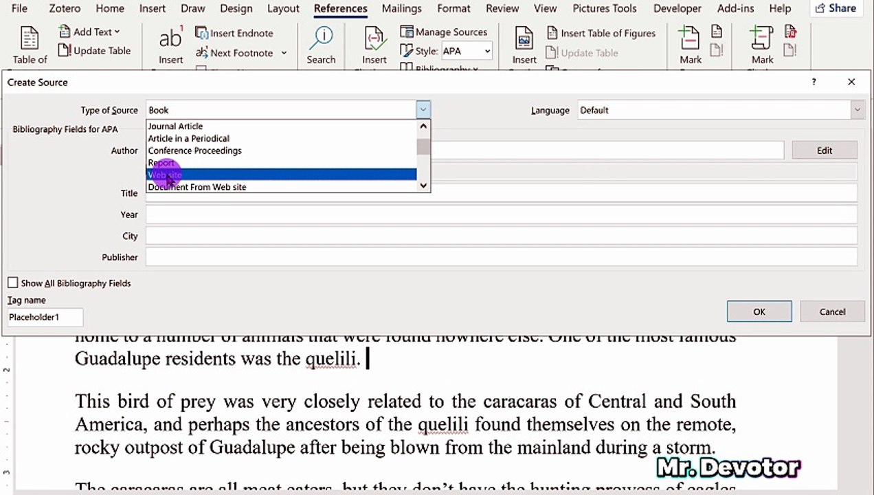 How to Cite a Website APA in Word