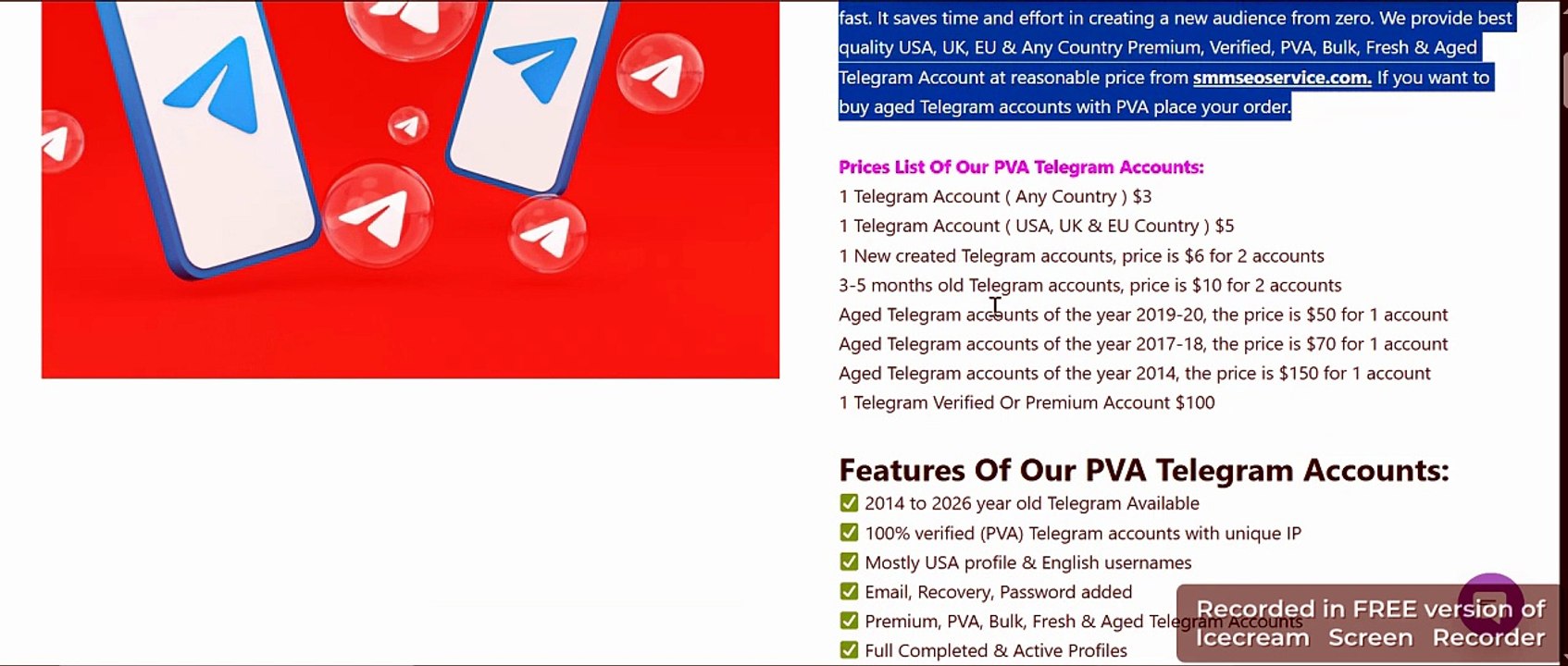 Best sites to Buy Telegram Accounts (PVA Aged)