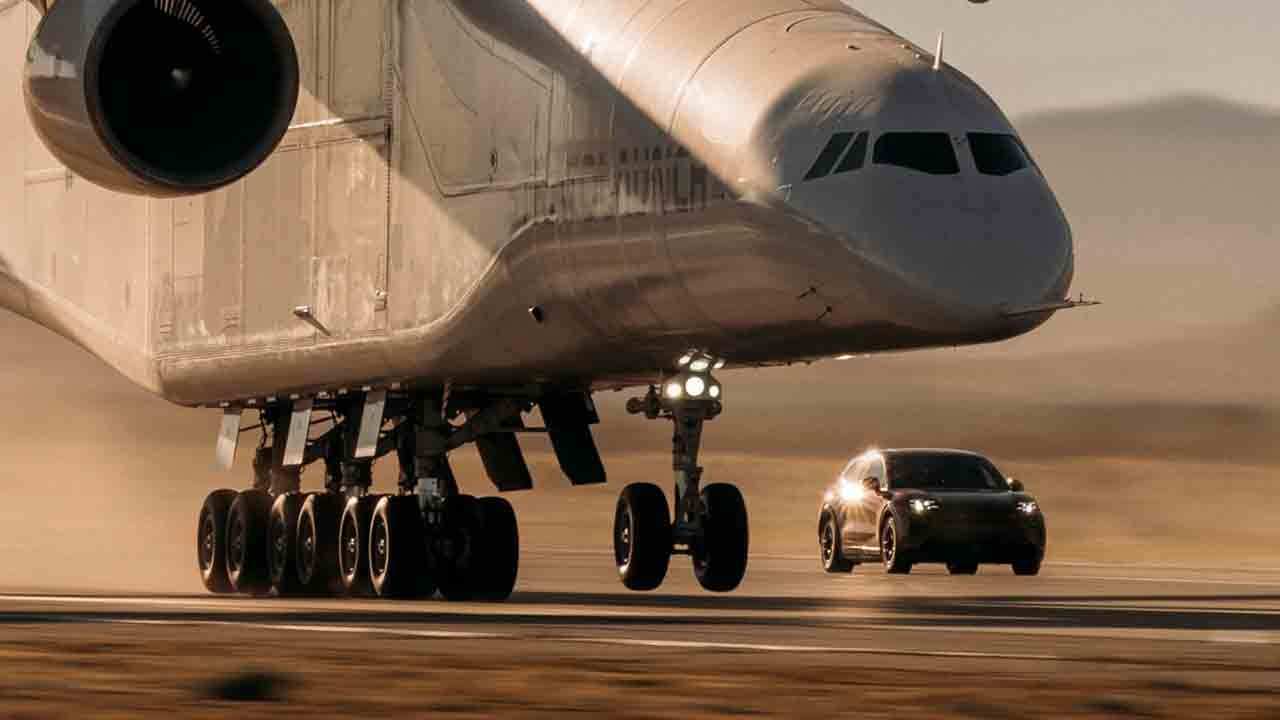 Porsche and the world’s largest aircraft carry out unusual test in the Mojave Desert