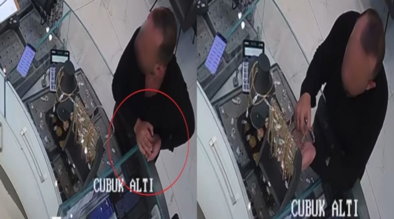 Kuyumcu dükkanında altın kolye hırsızlığı kamerada