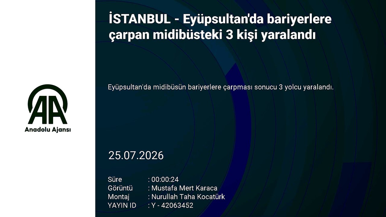 Eyüpsultan'da bariyerlere çarpan midibüsteki 3 kişi yaralandı
