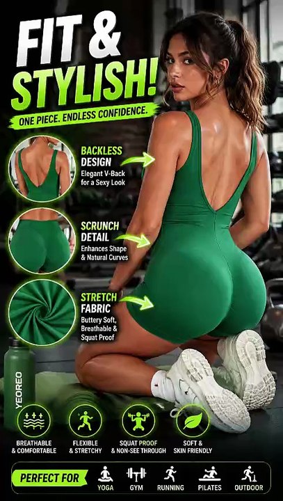 YEOREO CoreFlex One Piece Workout Jumpsuit | Sculpting Backless Activewear for Women | Trend Pickz