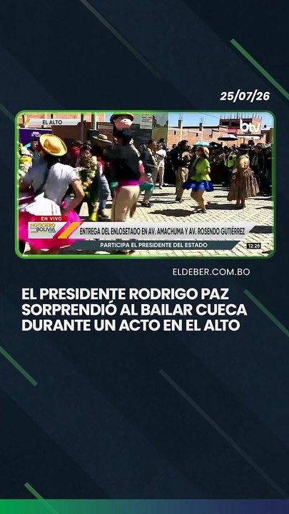 El presidente Rodrigo Paz sorprendió al bailar cueca durante la entrega de un enlosetado en el Distrito 8 de El Alto. El momento fue captado por los asistentes, quienes acompañaron con aplausos la presentación del mandatario en medio del acto oficial.