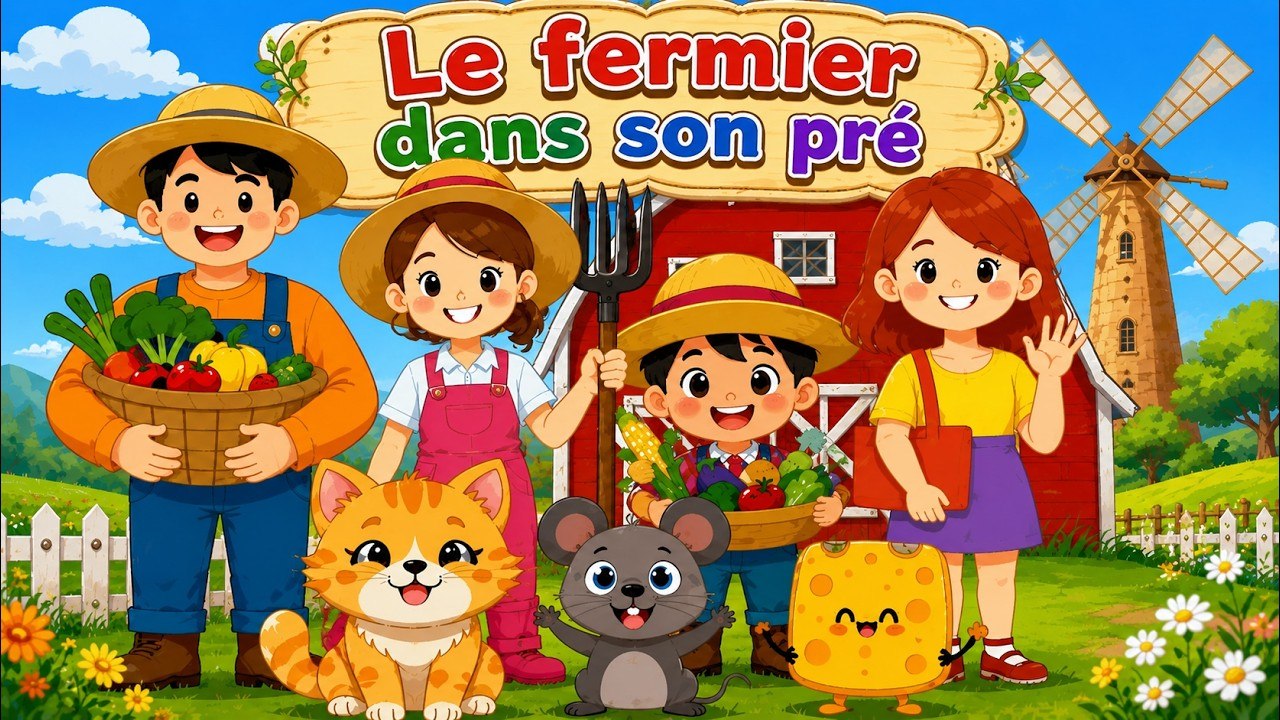 🐭Le fermier dans son pré🧀 | Comptines d'Animaux 🐰 | 🎵 Chansons pour Bébé | Karaoké Amusant