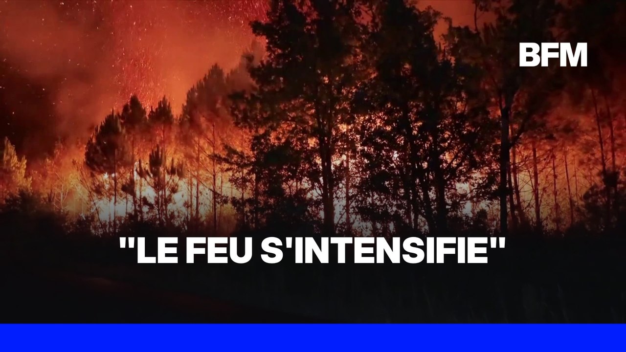 Incendie en Gironde: le feu s'intensifie ce samedi soir entre Le Temple et Blagon