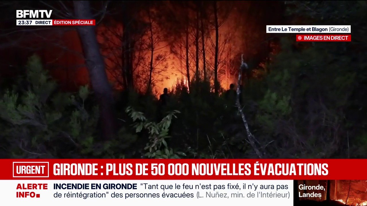 Incendie: plus de 50.000 nouvelles évacuations ordonnées en Gironde ce samedi