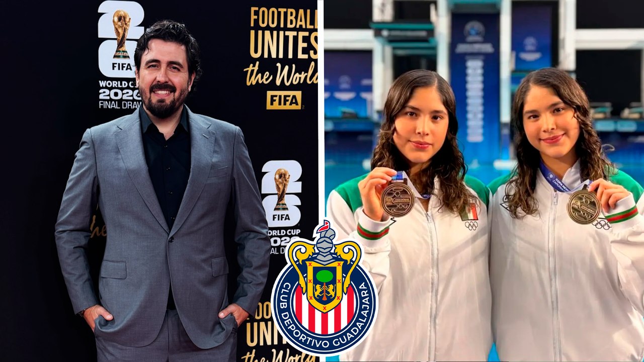 Amaury Vergara se reúne con las gemelas clavadistas, Lía y Mía Cueva en el Chivas - Juárez