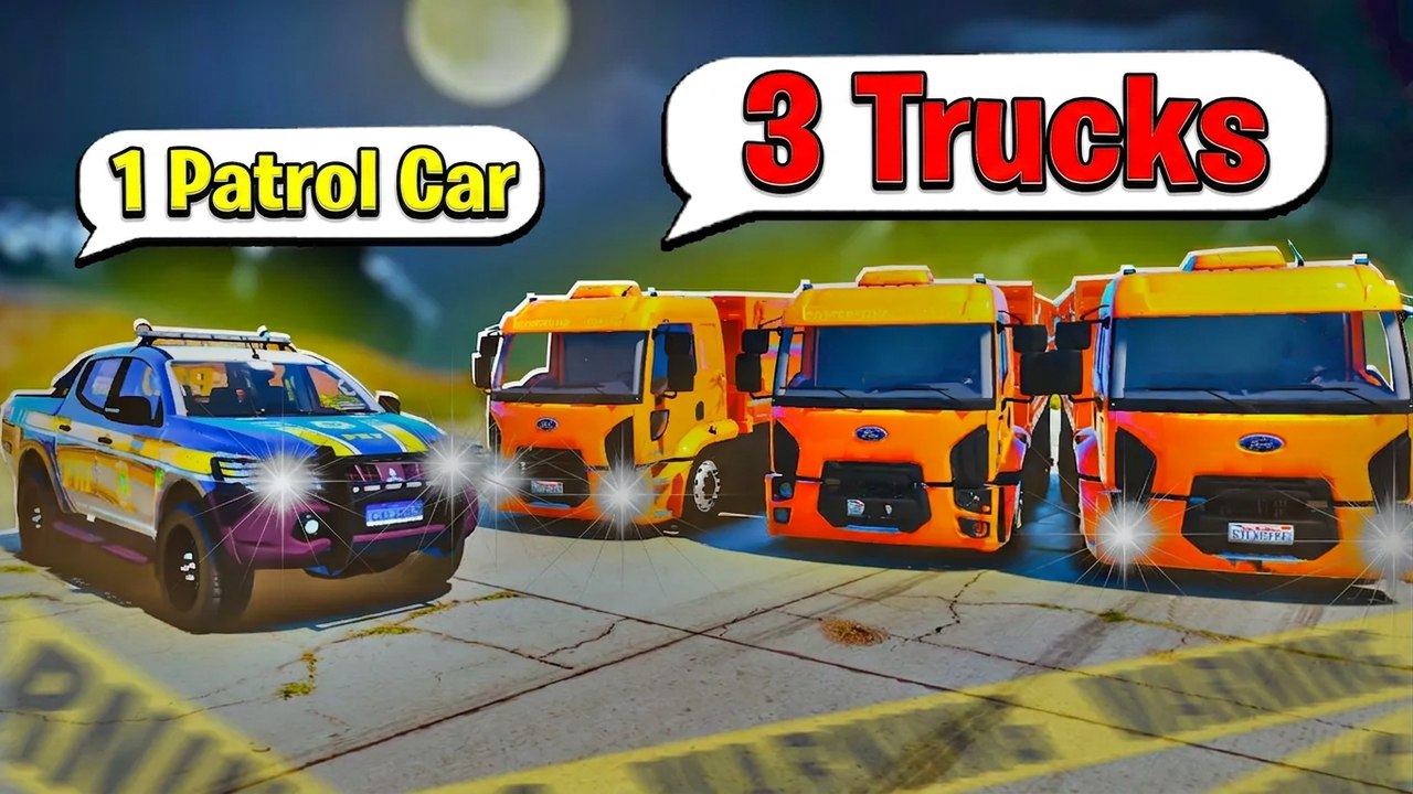1 PRF Patrol Car vs 3 Trucks! GTA 5