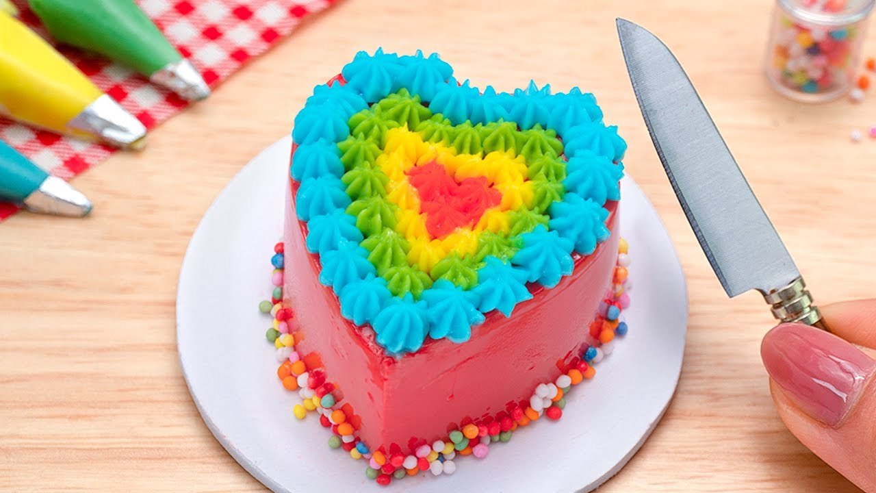The Most Sweet Miniature Heart Cake Decorating Idea - Mini Yummy Make Fondant Cake in Kitchen