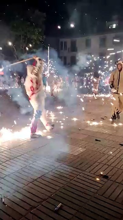Correfoc, Catalan's nosiest tradition, where people run through town with fireworks 🎇